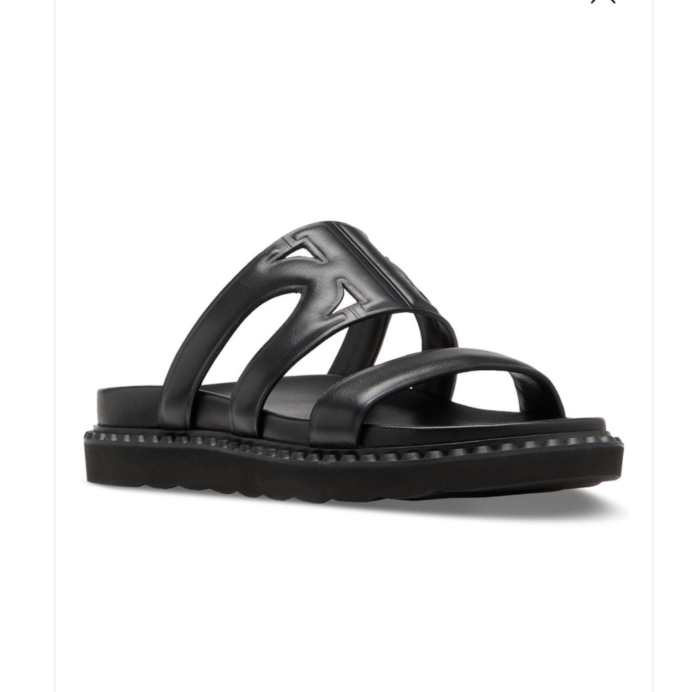 kate spade new york Duo Double K Smooth Leather Flat Sandals. Size 8B. MSRP $198
